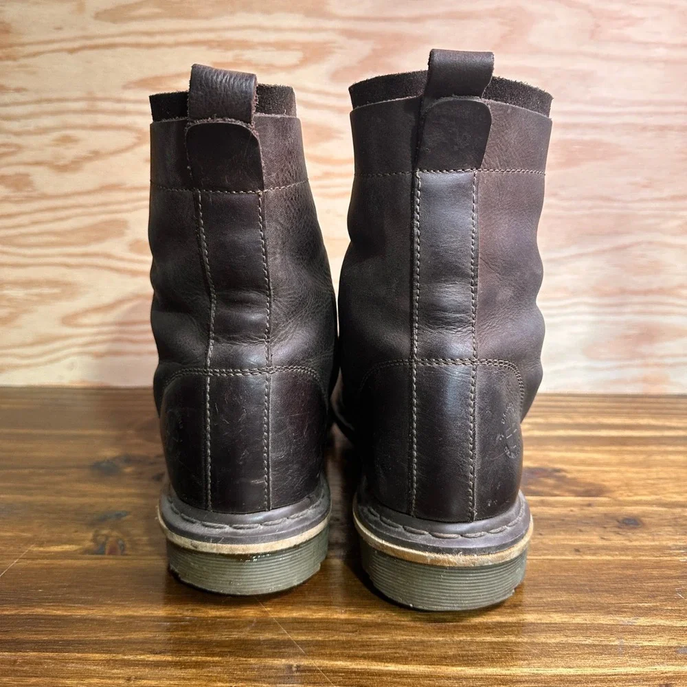 Dr. Martens Pier Dark Brown Leather Cap Toe Combat Boots Mens 11 Lace Up Rugged